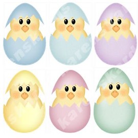 Easter Chicks Card Making Toppers Pastel Craft Embellishments x 6