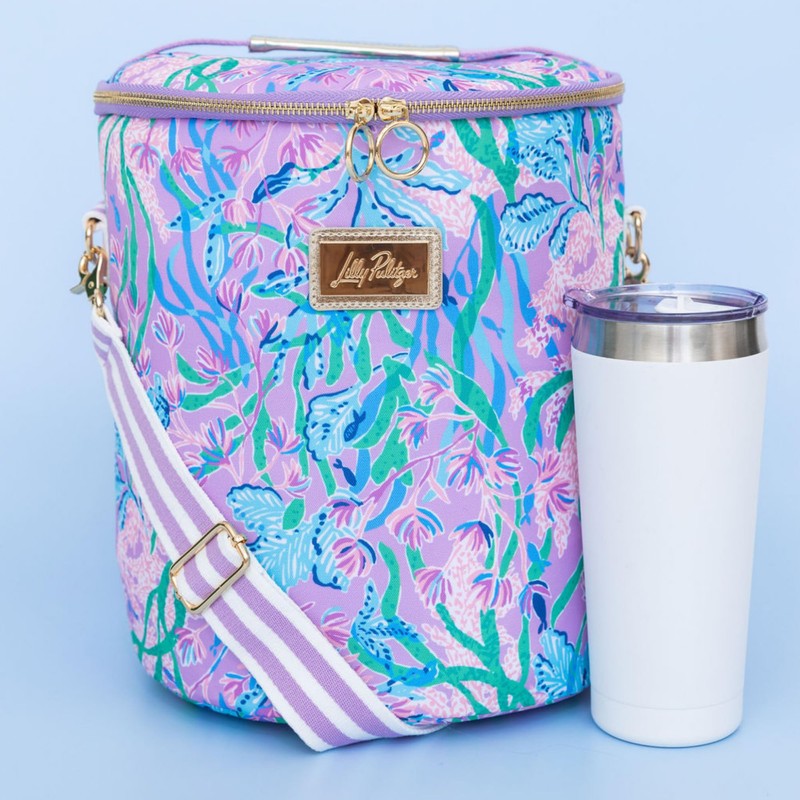 Lilly Pulitzer Insulted Backpack Cooler Large Capacity, Pink/Blue Portable Soft