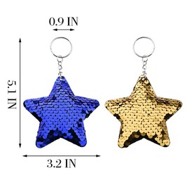 Glitter Bling Star Keychain for Purse Handbag Star Charms for Cheer Bag Backpack Accessories for Women Girls Cheerleader Graduation Gifts for Cheer Team Grad Party Favor Sparkly Stars Keychain 2 Pcs