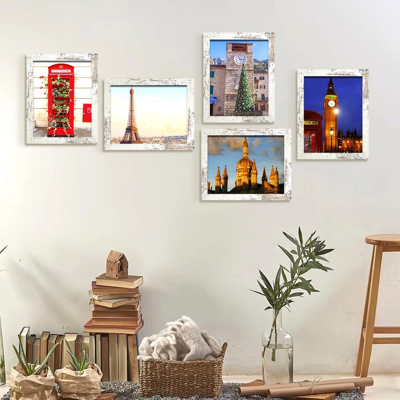 SESEAT 8x10 Picture Frame Rustic Distressed White, Display Pictures for