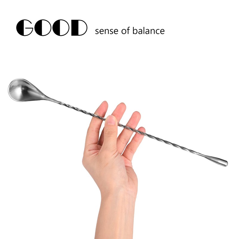 Mixing Bar Spoons,Stainless Steel Cocktail Spoon Long Attractive Spiral Design
