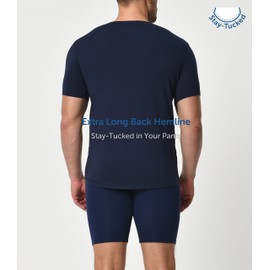 Comfneat Men's 3-Pack Undershirts Stretchy Cotton Spandex V-Neck T-Shirts (Navy V-Neck 3-Pack, L)