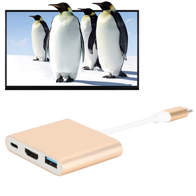 Type‑c to HDMiUSB3.1 Converter Aluminium Alloy Shell Compact Multi‑Port Support