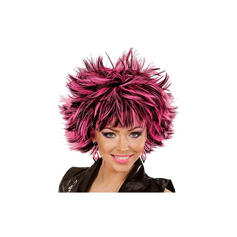 Women's Steamy Short Hair Wig Black with Coloured Strands Punk