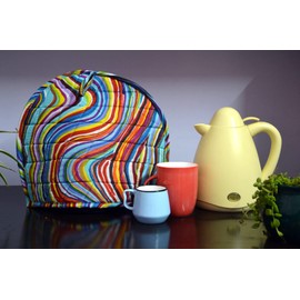 Cubierta acogedora de té multicolor bloque de mano té de invierno acogedor de algodón tetera calentador de olla cubierta de café caliente Handamde cocina decoración