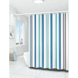 Tennove Shower Curtain 78 x 78Inch Waterproof Thick Polyester Fabric Bathroom Shower Curtain for Home Hotel Decor Striped Long Washable Bathtub Bath Curtain Sets with Hooks, Weighted Hem