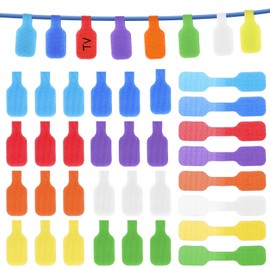 Pack of 40 Cable Labels, Reusable Cable Labelling 4.5 x 2 cm, Writeable Cable Labelling Cable Marking for Identifying Cables, Wires (Multi-Colour)