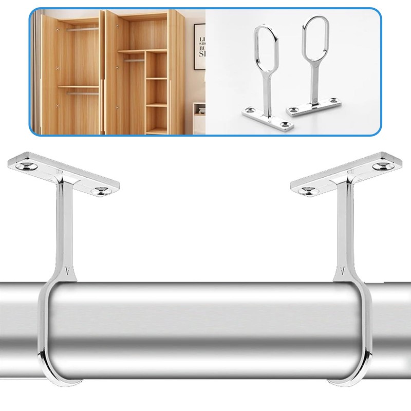 KOOLEVER Wardrobe Rails and Fittings, 4Pcs Oval Wardrobe Rail Bracket,