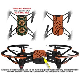 Skin Decal Wrap 2 Pack for DJI Ryze Tello Drone Floral Pattern Orange Drone NOT Included
