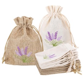 AOZUO 12 PCS Lavender Bags, Sachet Empty Bags Small Jute Bag with Drawstring Cotton Linen Pouch for Filling Spice Herbs Jewellery Wedding