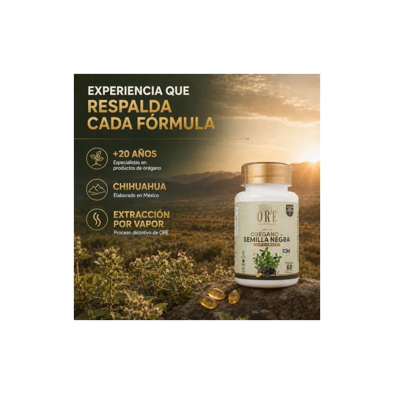 ORE Capsulas de Aceite de Oregano con Semilla Negra, MCT