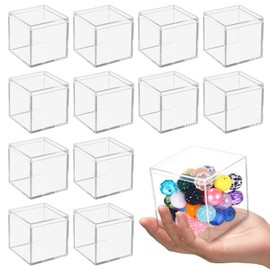 Homaisson 12 PCS Acrylic Square Cube 3 x 3 x 3 Inches, Small Clear Plastic Display Boxes with Lids, Clear Acrylic Storage Square Cube Boxes, Display Case Container for Candy Jewelry Tiny Items