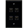 RiteAV - 4 Port Cat6 Female-Female Wall Plate - Flat [Black/Black]