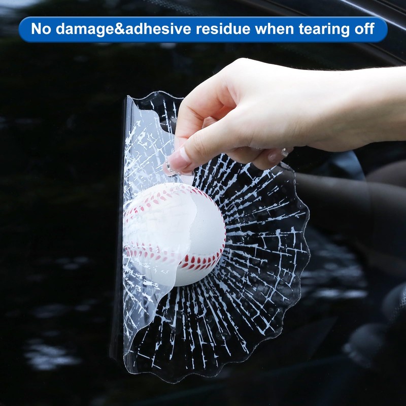 COGEEK Broken Glass 3D Sticker Car Window Ball Hits Self
