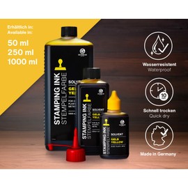 Octopus 250 ml Solvent Stamp Ink, Yellow, Solvent-Based for Non-Absorbent and Nonporous Surfaces, Glazed