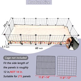 JOGEPEYO Guinea Pig Cage Liner，Washable Waterproof Oxford Cloth Cage Liners for Small Animals,Hamster Chinchilla Hedgehog Rabbit and Other Small Animals Not Include Cage (24x60 inches)