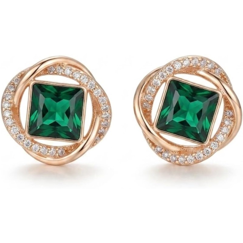 Juego de aretes y collar circular cuadrado