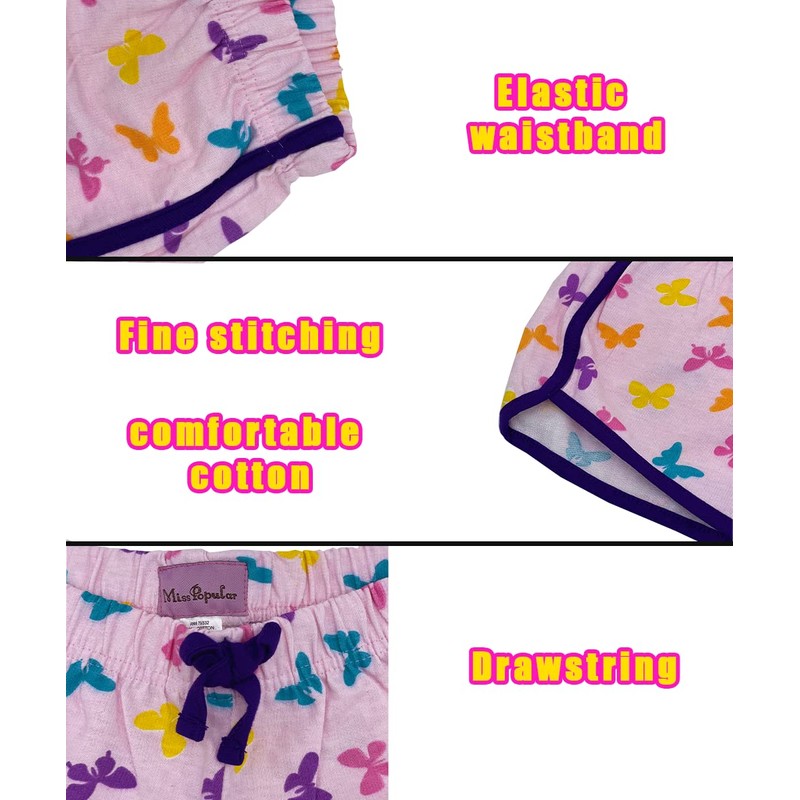 MISS POPULAR Girls 6 Pack Dolphin Shorts Cute Designs Comfy