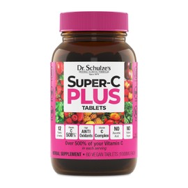 Dr. Schulze's Super-C Plus - Vitamin C Supplement for Immune Support - Skin Health & Antioxidant Support - High-Potency Formula - Plant-Based Superfood - Gluten-Free & Vegan - 60 Count (20 Servings)