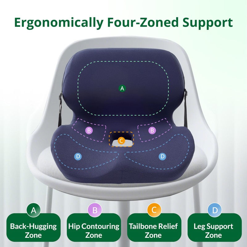 FuturaLoom Ergonomic Seat Cushion for Sciatica Relief & Long Driving