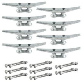 ORLANG 6 Inch Dock Cleat, Hot Dipped Galvanized Cast Iron Boat Cleats with Hardware, Rope Cleat Boat Dock Cleat for Boat Docks, Decks or Nautical Decor (8 Pack)