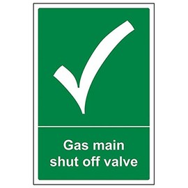 V Safety 23012AU-S'Gas Main Shut Off Control Valve' Sign, 200 mm x 300 mm (Pack of 3)