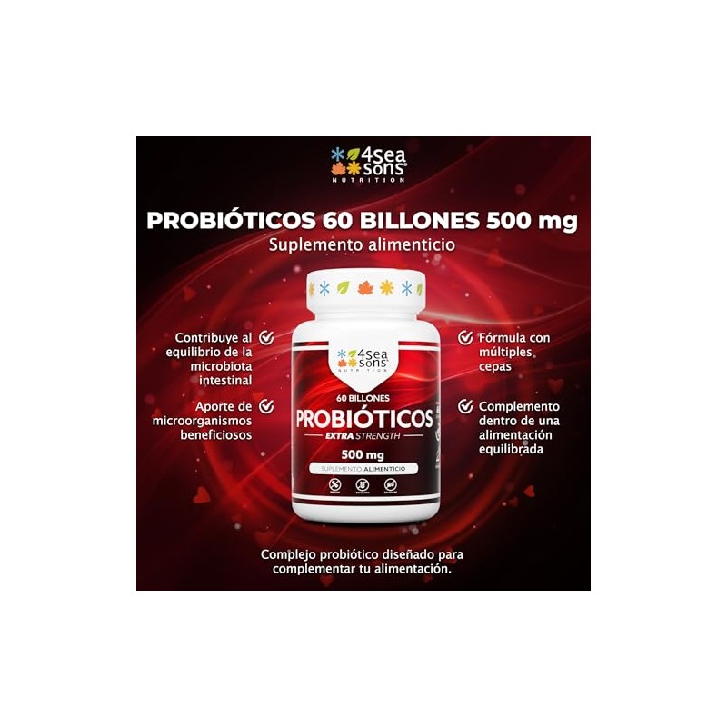 Probióticos 60 Billones 600 Mg | Complejo de 12 Cepas