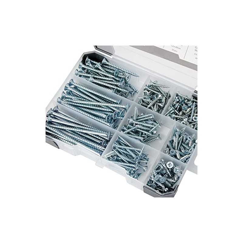TIMCO Countersunk Silver Woodscrews Mixed Tray - 340pcs