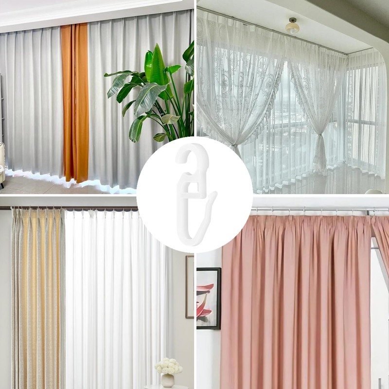 110 PCS Plastic Curtain Hooks – Glider Hooks for Curtain