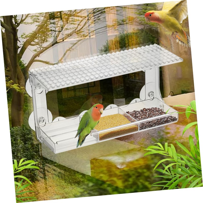 Hohopeti Bird Feeder Suction Cup Sturdy Outdoor Window Bird Feeder