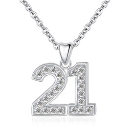 LSDesigns 21st Necklace Pendant & Chain 925 Sterling Silver with Clear White Crystals 21 Birthday Gift for Women Her Girls Daughter Sister Granddaughter Gift boxed