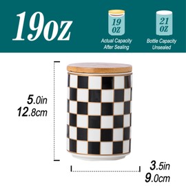 XYQXYQ Kitchen Countertop Ceramic Checkered Canisters,Black And White Food Storage Containers With Lid,Airtight Kitchen Canisters for Flour, Sugar, Coffee, Tea, and Dry Goods (Black, Small)