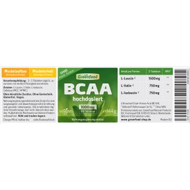 BCAA 1000 mg Vegan Hochdosiert Tablets – The Most Effective Amino Acids for Muscle Mass Building Up. No Artificial Additives. GM Free., , ,
