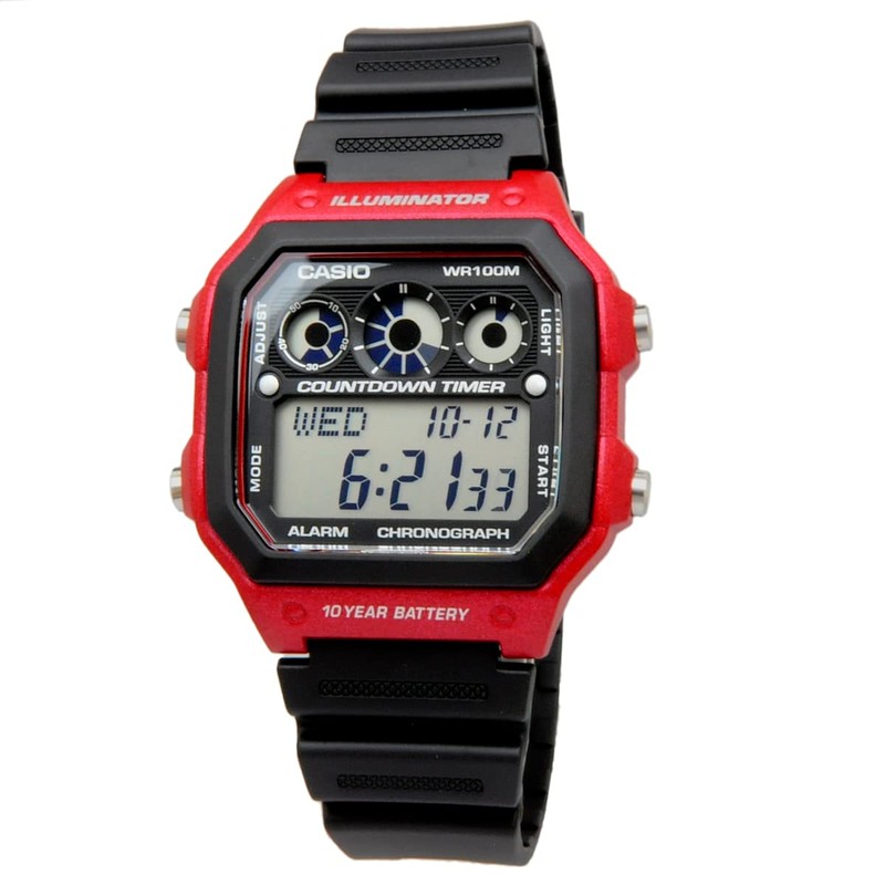 Casio AE-1300WH-4A AE1300WH-4A Sports Digital Black Red Kids Unisex Watch