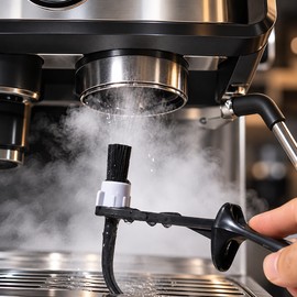 Steam Wand Cleaning Brush for Espresso Machines – Heat-Resistant Silicone Brush with PP Handle for Daily Barista Cleaning