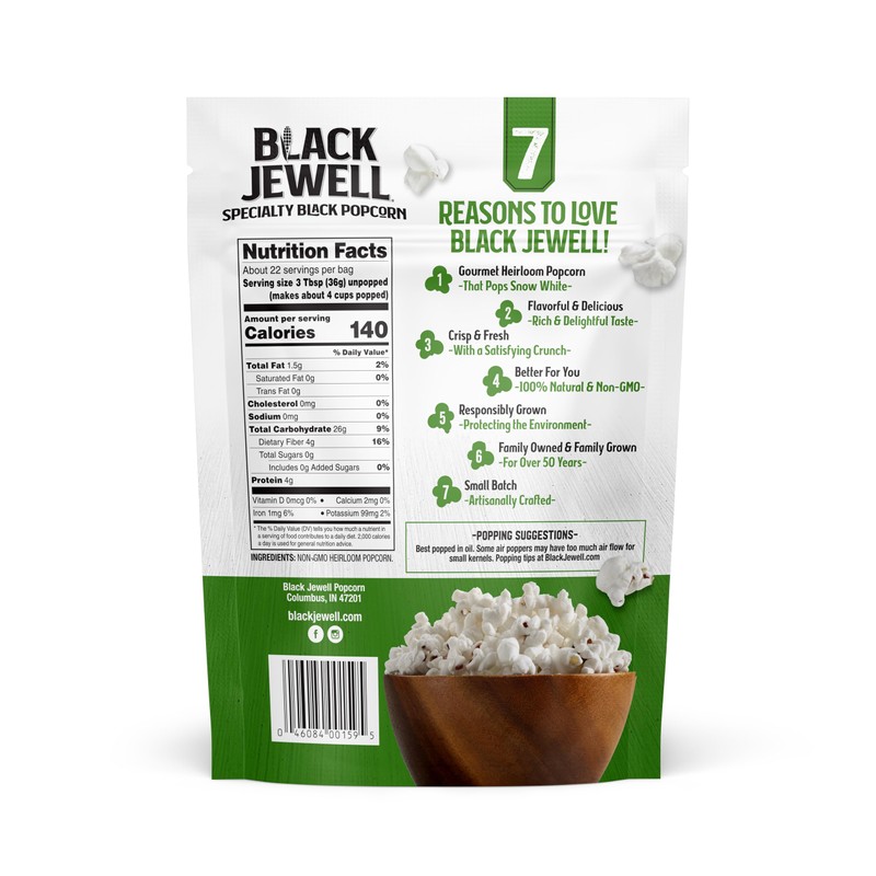 Black Jewell Gourmet Popcorn Kernels, Original Black - Better Tasting,