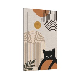 JDAKHD Boho Mid Century Modern Decorative 1-Gang Blank Wall Plate Abstract Black Cat & Green Leaf Arch Sun Design Mid Size Gfci Compatible Light Switch Cover for Kitchen Bedroom (No Device)