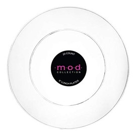 Mod Collection Clear Lunch Plates, Round 9" - 20 Count - Elegant & Durable Catering Dinnerware, Perfect for Upscale Events and Celebrations