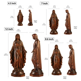 BGCOPPER Wooden Virgin Mary Statue, Our Lady of Guadalupe Figurine Ornament, Catholic Virgin Figure Religious Gift for Home Decor Christmas - 12 Inch