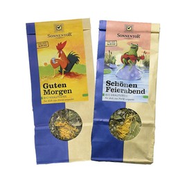 Sonnentor Organic Tea Set: Schönen Feierabend Herbal Tea Loose + Good Morning Herbal Tea Loose AT-BIO-301