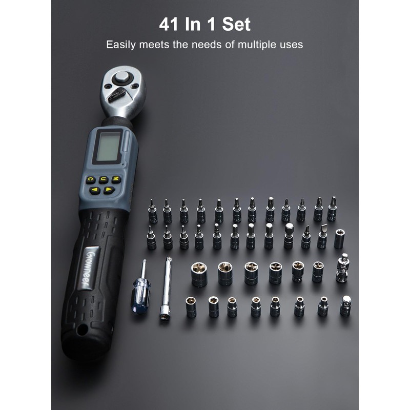 GROWNEER Digital Torque Wrench, 1.1-22.1 Ft-lbs/1.5-30 Nm, 1/4'' Drive Inch
