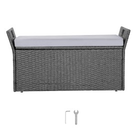 2-Person Outdoor Storage Bench 40 Gal Deck Box with PE Rattan and Cushion Supports 400 Lbs Patio BenchesDefault: Default