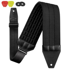 Amumu AIRAFT Bass & Guitar Strap 4" Ultra Wide - 0.7" Thick Breathable Convex 3D Air Cell Cushions - Neoprene Padding - Cotton Canvas Top - Adjustable Length 39"-45"(Short)