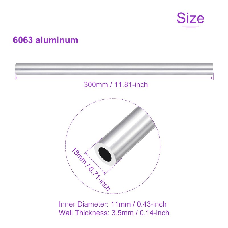DMiotech 2pcs (18mm OD x 11mm ID) 6063 Aluminum Round