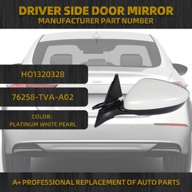 Dasbecan Left Driver Side Door Mirror Compatible with Honda Accord LX Sport 1.5T 2018-2022 Power | Non-Heated | Paint to Match Repalces# HO1320328 76258-TVA-A02, Rear View Mirror (3Pins-White)