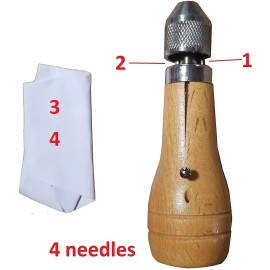 Unbranded Swift Stitcher Hand Sewing Awl Kit Leather Canvas Repair Saddles Coat Seat - Wax Black Thread Wood