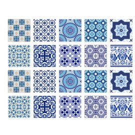 Poromoro Spanish Portuguese Azulejo Style Backsplash Peel and Stick Tile Stickers Set of 20 pcs(5.9_ZB)