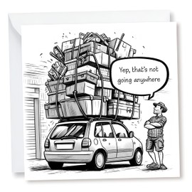 Happy Father’s Day Birthday Card with Funny Dad’s Favourite Things Design | Funny Dad Birthday Card from Daughter or Son | Silly Simple Pleasures Car Roof Tie Card from Kids (Car Roof Tie)