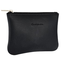 Chelmon Chelmon Vegan Leather Coin Purse Pouch Change Purse With Zipper For Men Women (Black Up)