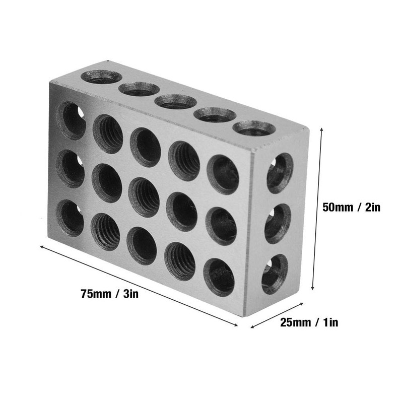 Vikye 2Pcs 23 Holes Clamping Block, 25x50x75mm Blocks Milling Parallel